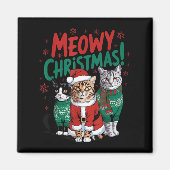 Meowy Christmas Funny Cat Christmas Holiday Xmas S Magneet (Voorkant)