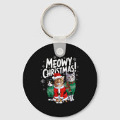 Meowy Christmas Funny Cat Christmas Holiday Xmas S Sleutelhanger (Voorkant)