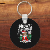 Meowy Christmas Funny Cat Christmas Holiday Xmas S Sleutelhanger (Voorkant)