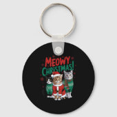 Meowy Christmas Funny Cat Christmas Holiday Xmas S Sleutelhanger (Voorkant)