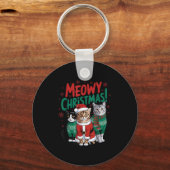 Meowy Christmas Funny Cat Christmas Holiday Xmas S Sleutelhanger (Voorkant)