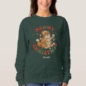 Meowy Christmas Funny Cat Christmas Sweatshirt (Voorkant)