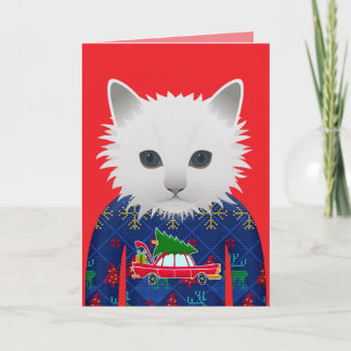 MEOWY CHRISTMAS FUNNY CAT GREETING CARD KAART