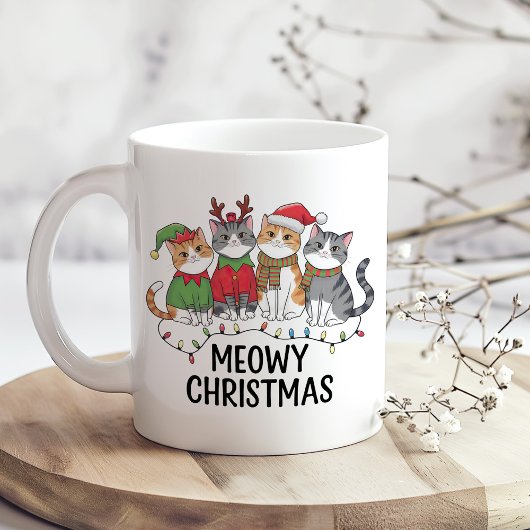 Meowy Christmas Funny Cat - Holiday Cat Lovers Koffiemok