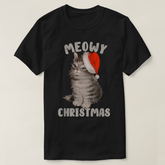 Meowy Christmas Funny Cat Holiday Design T-shirt (Design voorkant)