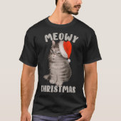 Meowy Christmas Funny Cat Holiday Design T-shirt (Voorkant)