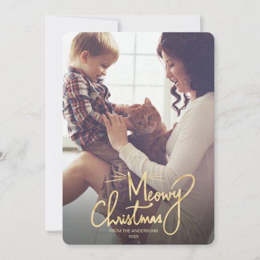 Meowy Christmas Funny Cat Kerstkaart (Voorkant)