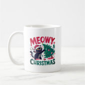 Meowy Christmas - Funny Cat Lovers Koffiemok (Links)