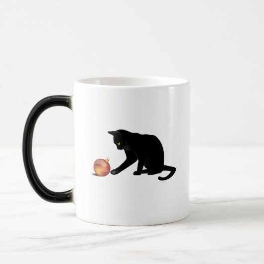 Meowy Christmas Funny Cat Magische Mok (Links)