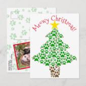 Meowy Christmas Funny Cat Paw Print Foto Feestdagenkaart (Voorkant / Achterkant)