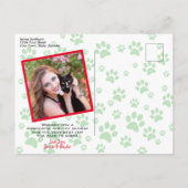 Meowy Christmas Funny Cat Paw Print Foto Feestdagenkaart (Achterkant)