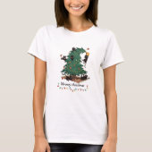Meowy Christmas Funny Cat Tree Chaos T-Shirt (Voorkant)