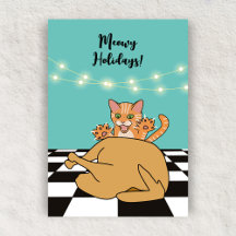 Meowy Christmas Funny Cat Turkije Cartoon