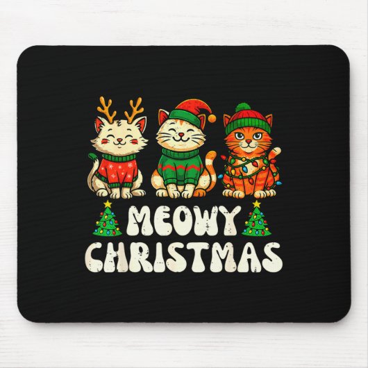 Meowy Christmas Funny Cat Xmas Kitten Cat Lover Me Muismat (Voorkant)