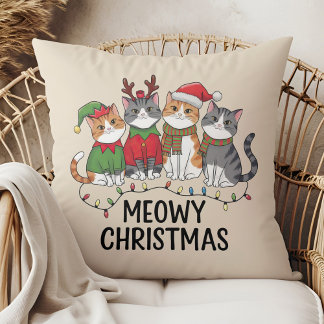 Meowy Christmas Funny Cats - Cute Holiday  Kussen