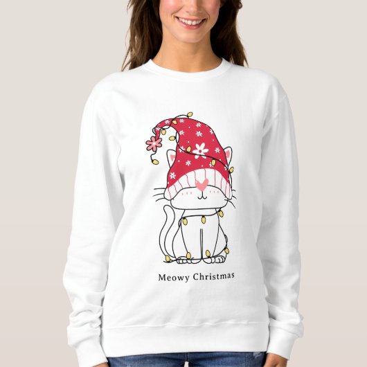 Meowy Christmas Funny Schattige Santa Cat Custom Trui (Voorkant)