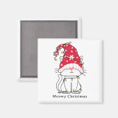 Meowy Christmas Funny Schattigee kerstkat Magneet (Voorkant / Achterkant)