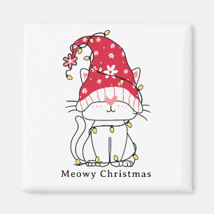 Meowy Christmas Funny Schattigee kerstkat Magneet