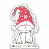 Meowy Christmas Funny Schattigee kerstkat Sticker (Voorkant)
