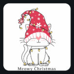 Meowy Christmas Funny Schattigee kerstkat Vierkante Sticker<br><div class="desc">Voeg wat katachtige flair toe aan uw kerstvieringen met onze Meowy Christmas Funny Schattige Christmas Cat Sticker! Deze schattige sticker is voorzien van een charmante kat gekleed in een kerstmuts, klaar om de feestvreugde te verspreiden. Gemaakt van hoogwaardige materialen, deze lichtgewicht sticker is perfect voor het versieren van uw geschenken,...</div>