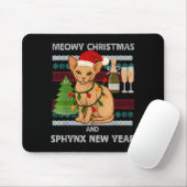 Meowy Christmas Funny Sphynx Cat Santa Hat Ugly Sw Muismat (Met muis)