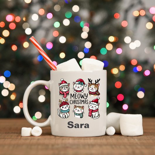 Meowy Christmas Gepersonaliseerde Cat Lover Mok