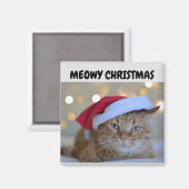 MEOWY CHRISTMAS GINGER CAT MAGNET (Voorkant / Achterkant)