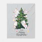 Meowy Christmas | Grappige kat illustratie Fleece Deken (Voorkant)