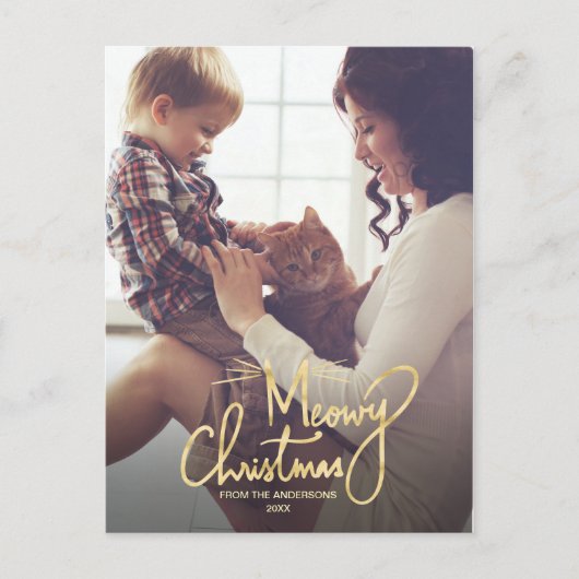 Meowy Christmas | Grappige kat kerstfoto Feestdagenkaart (Voorkant)