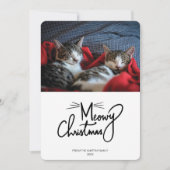 Meowy Christmas | Grappige kat kerstkaart (Voorkant)