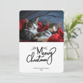 Meowy Christmas | Grappige kat kerstkaart (Staand voorkant)