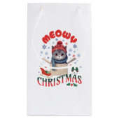 Meowy Christmas Grumpy Grey Cat Mok Klein Cadeauzakje (Achterkant)