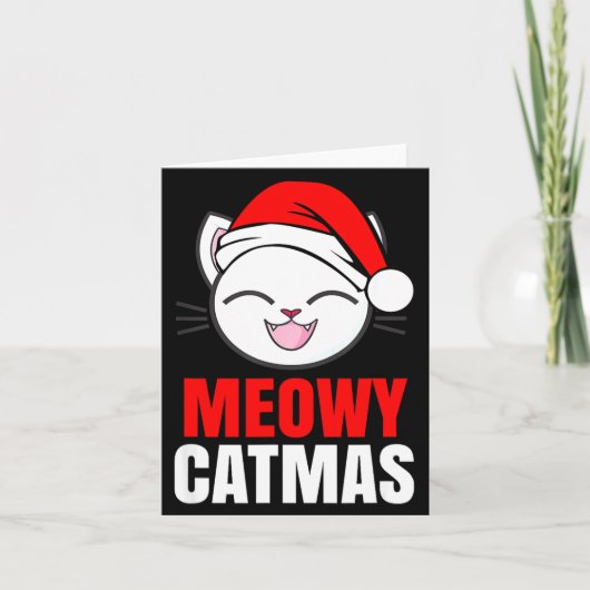 Meowy Christmas Holiday - Funny Merry Catmas Tee  Kaart (Voorkant)
