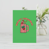 MEOWY CHRISTMAS Holiday Greeting Card Green Feestdagenkaart (Staand voorkant)
