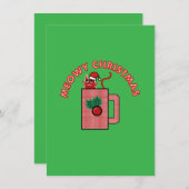 MEOWY CHRISTMAS Holiday Greeting Card Green Feestdagenkaart (Voorkant / Achterkant)