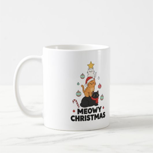 "Meowy Christmas" Kattenboom Mok (Links)