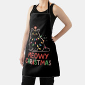 Meowy Christmas kerstverlichting zwarte kat pyjama Schort (Insitu)