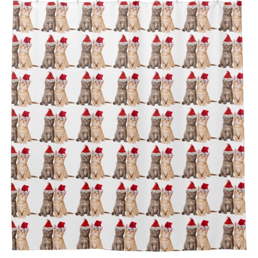 Meowy Christmas Kitten Douchegordijn (Voorkant)