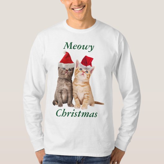 Meowy Christmas Kitten Mannen Shirt (Voorkant)
