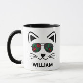 Meowy Christmas Kitty Cat Sunglasses Coffee Mug Mok (Links)