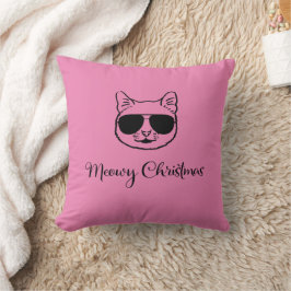 "Meowy Christmas" Koele kat in tinten Kussen