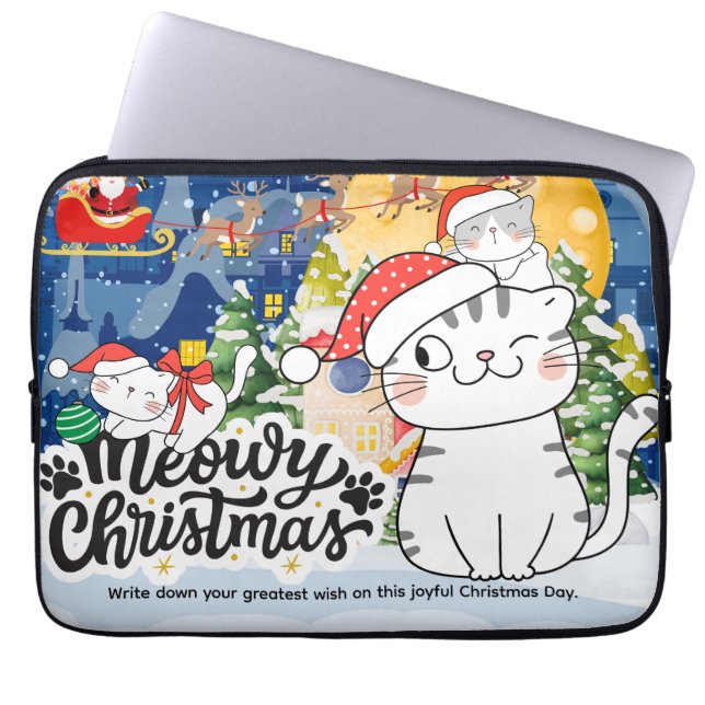 Meowy Christmas Laptop Sleeve (Voorkant)