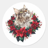 Meowy Christmas Maine Coon Cat  Ronde Sticker (Voorkant)