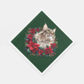Meowy Christmas Maine Coon Cat  Servet (Hoek)