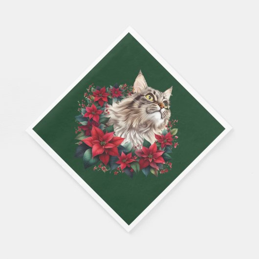 Meowy Christmas Maine Coon Cat  Servet (Hoek)