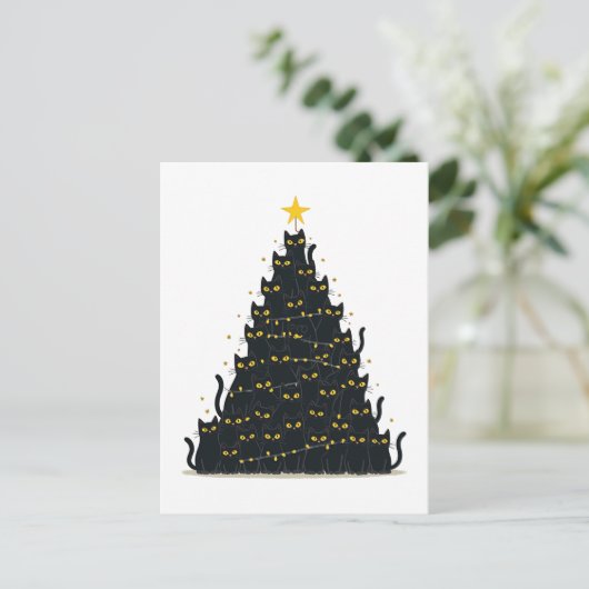 Meowy Christmas Merry Catmas Feestdagenkaart (Staand voorkant)