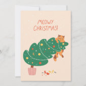 Meowy Christmas - Mischievous Feline Fun Feestdagenkaart (Voorkant)