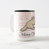 Meowy Christmas-mok Tweekleurige Koffiemok (Voorkant links)