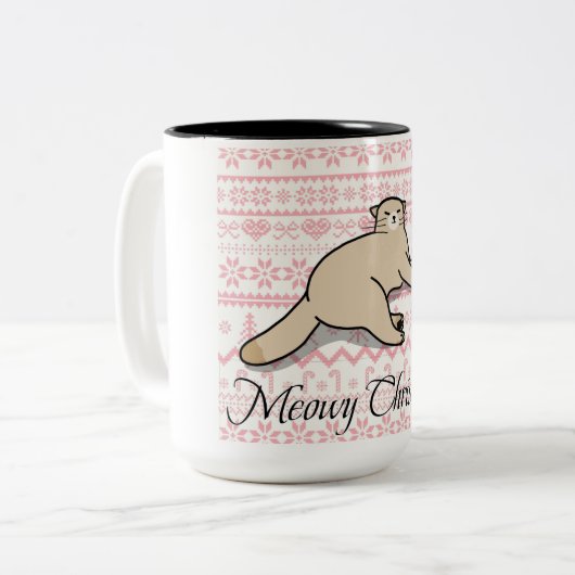 Meowy Christmas-mok Tweekleurige Koffiemok (Voorkant links)