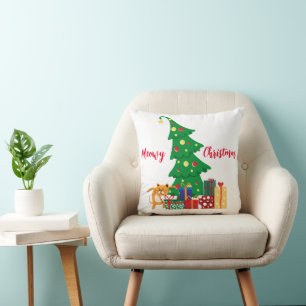 Meowy Christmas, Naughty Cat, Funny, Humor Kussen